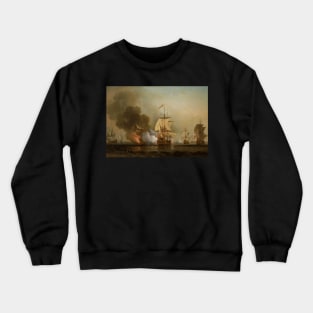 Wager's Action off Cartagena by Samuel Scott Crewneck Sweatshirt